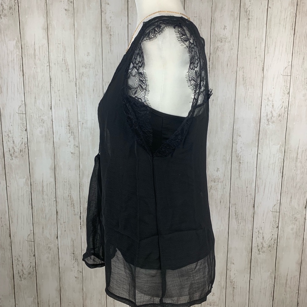 🔥A DREAM🔥BLACK LACE TANK TOP WITH CAMI S/M/L/XL NWT - Picture 3 of 6